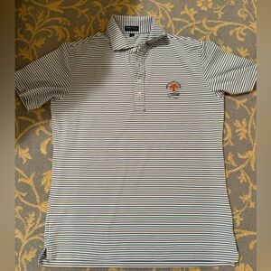 Peter Millar Navy and White Striped Polo The Ocean Course Kiawah